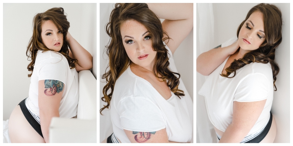 Boudoir t-shirt poses