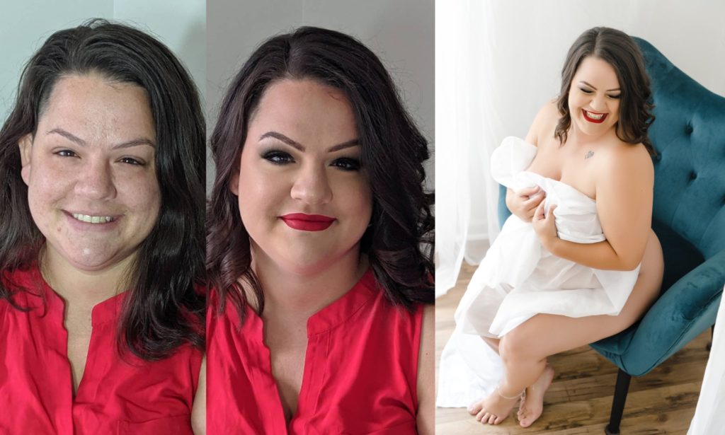 Plus size boudoir before and after