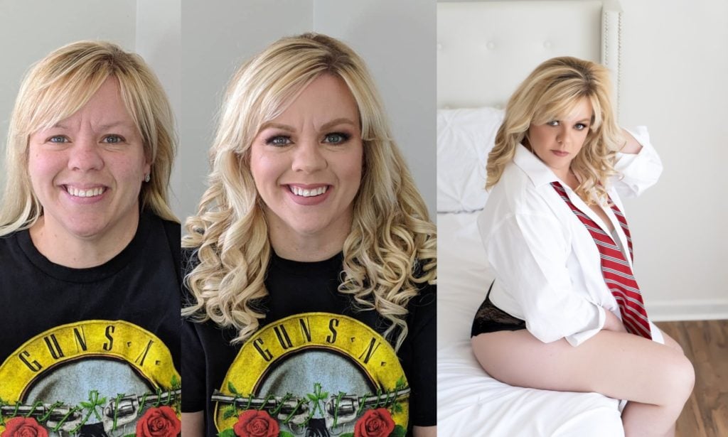 men's button up boudoir before and after