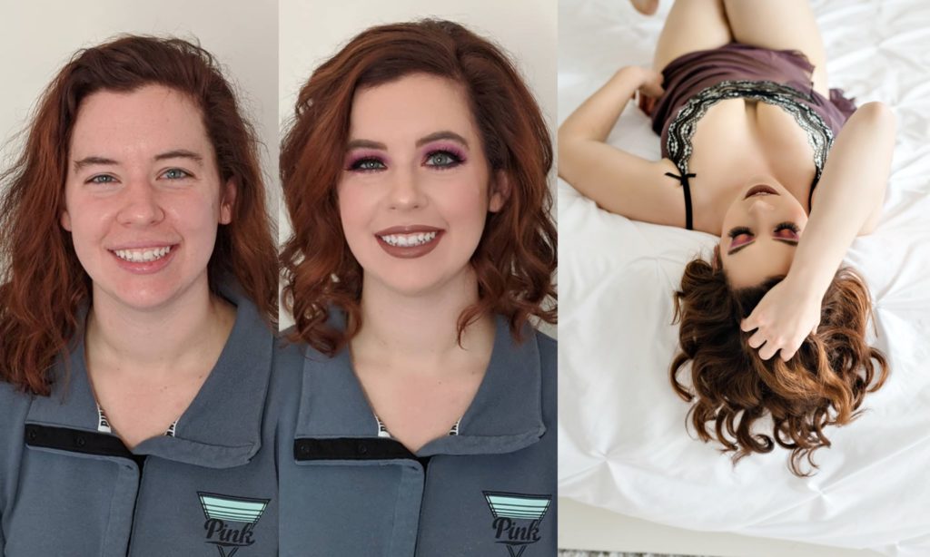 Curly hair before and after photo