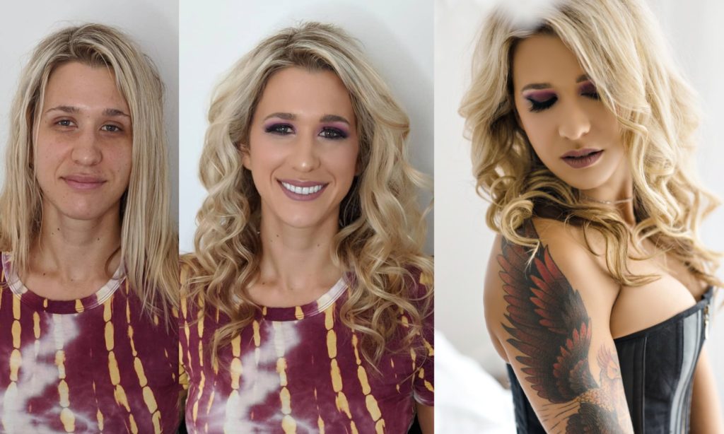 Blonde before and after photo