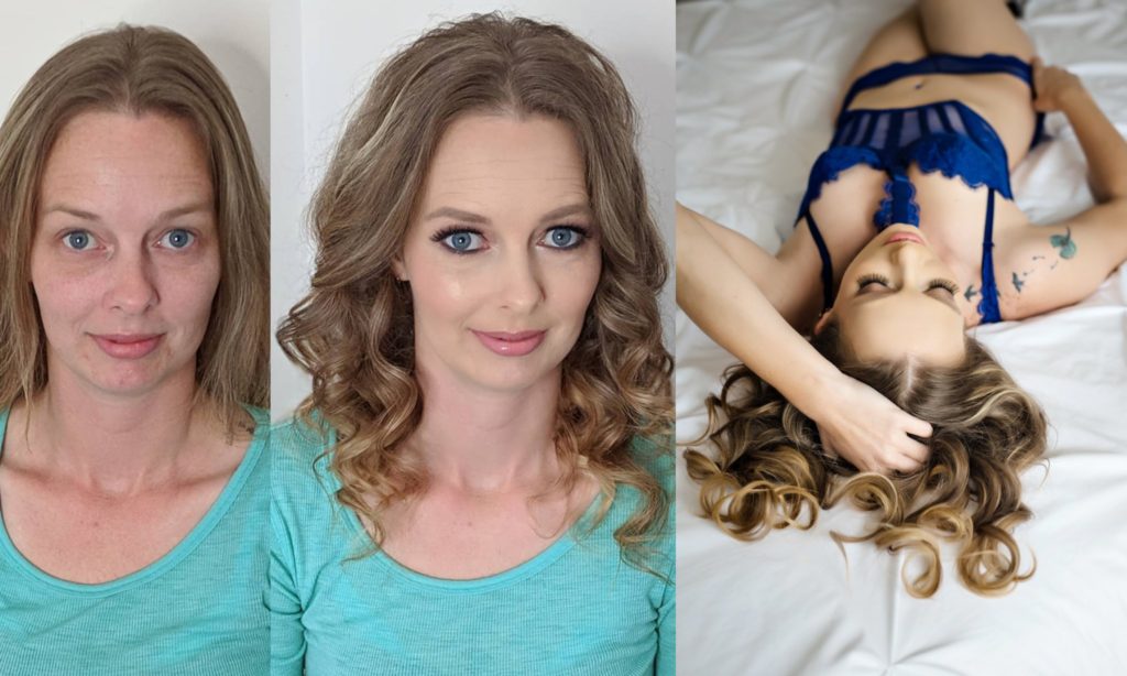 Before and after boudoir picture