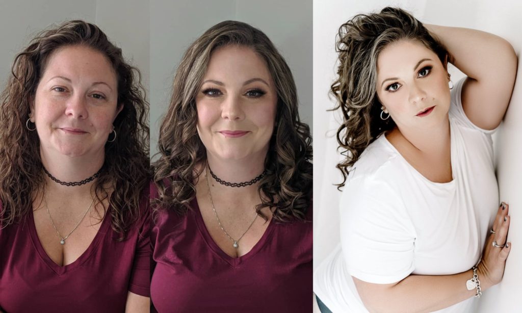 Plus size boudoir before and after picture