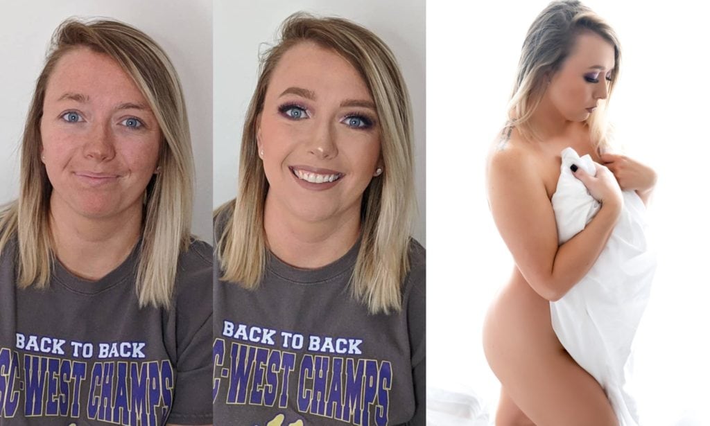 Implied nude boudoir before and after picture